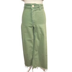 Zara Green Wide Leg High-Waist Jeans Size 2 Statement Denim